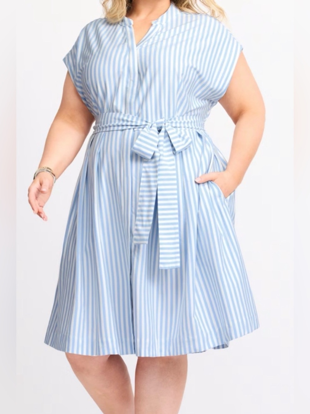 41 Hawthorn Paris Knit Poplin Dress Blue 2X NWT STITCH FIX